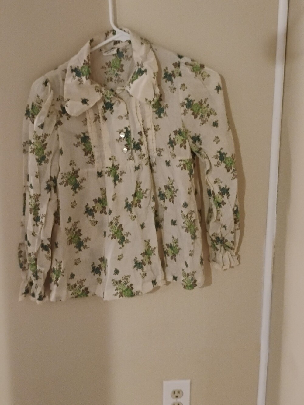 Vintage 1970s Active Editions Floral Button Down Collared Shirt Top